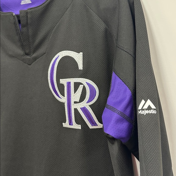 Majestic Colorado Rockies 3/4 batting practice on field jersey M - Picture 3 of 6